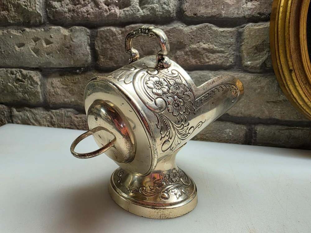 Vintage Silverplate Sugar Scuttle Ornate Floral Repousse